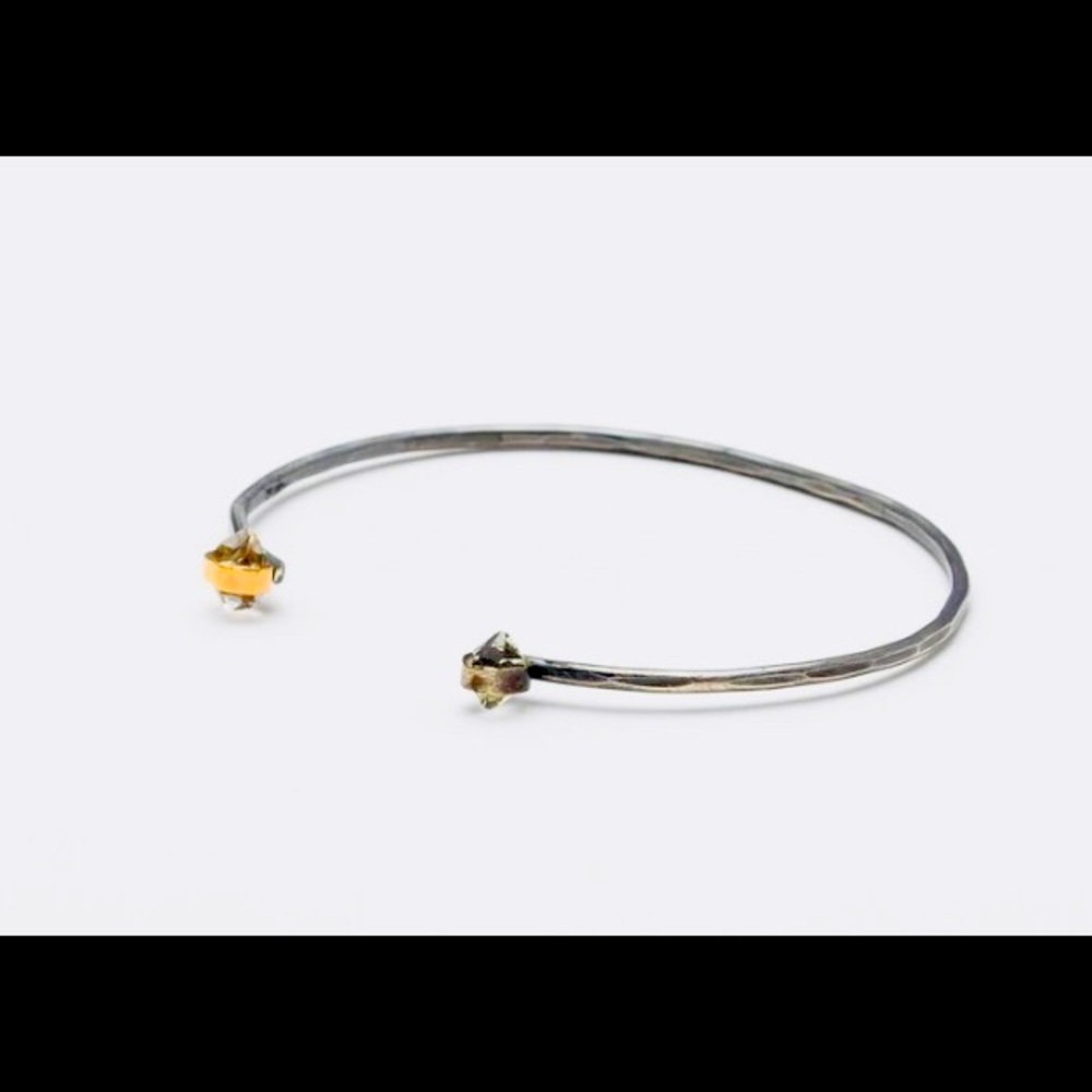 NWOT Melissa Joy Manning Double Herkimer Cuff Bracelet, Silver & Gold